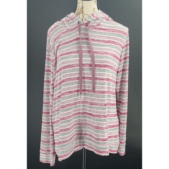 Market and Spruce Kallon knit hooded top Gray&pink Size Lg Stitch Fix cozycore - Picture 1 of 7